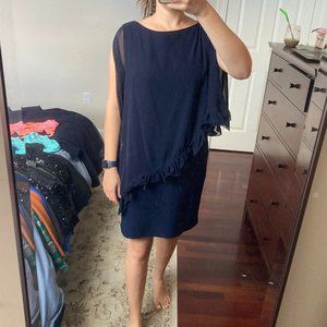 Navy Cape Cocktail Dress